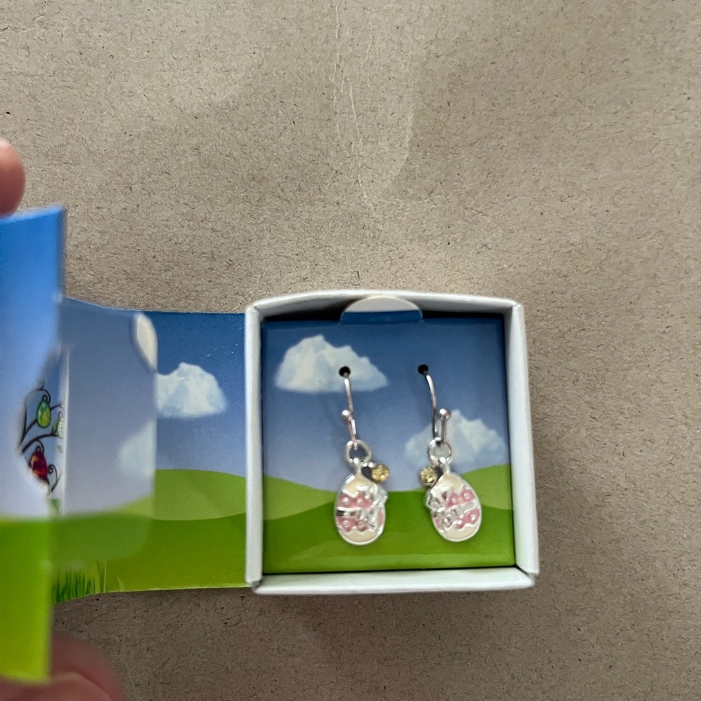Avon Easter Egg Silver and Pink earrings